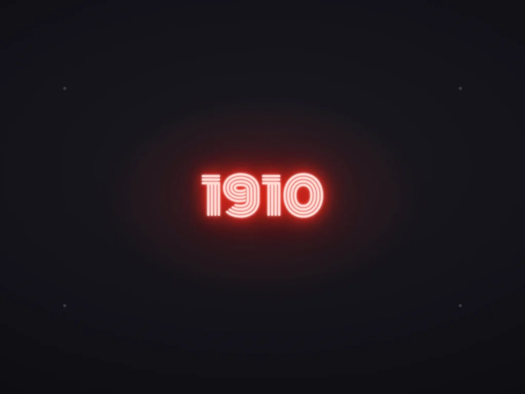 Neonskylt «1910» — fristående mot mörk bakgrund