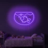 Neonskylt «Akvarium» i lila LED-neon, monterad på vägg